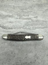 Vintage Kutmaster Utica NY USA 3 Blade Stockman Folding Pocket Knife Jigged picture
