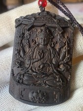 Thousand-Armed Kannon Wood Carving Amulet Buddhist Sculpture 6cm Pendant Straps picture