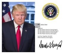 PERSONALIZED PRESIDENT DONALD TRUMP AUTOGRAPH NOTE YOUR NAME 8X10 PHOTO picture