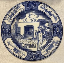 1958 Blue Spode Plate - Birthplace of Ford Motor Car Made for the J L Hudson Co picture