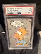 1990 TOPPS SIMPSONS STICKERS #21 FUN HAS A NAME...PSA 9 MINT BART ROOKIE picture