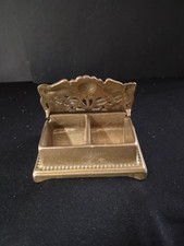 Vintage Art Nouveau-style solid brass postage stamp or desk organizer featuring  picture