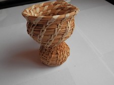 Hand Coiled Mini Tohono O'odham Pedestal Basket with Maker's Tag picture