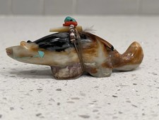 Zuni Navajo Badger Fetish Picasso Marble Heartline Feather Stewart Alonzo Signed picture