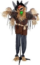 6FT Halloween Standing Scarecrow, Life-Size Animated Ghost Decor with Light-Up E picture