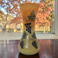 Antique Legras Art Glass Vase Enameled Grapes & Grapevines 9