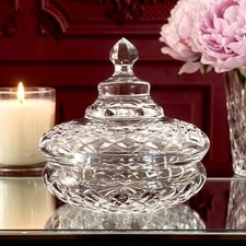 VTG Waterford Ornate Crystal Box & Lid Vanity Jewelry Catchall Trinket Rare READ picture