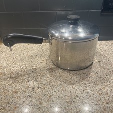Revere Ware 3 Quart Stainless Steel Bottom Pot With Lid. 1986. Clinton, IL. picture