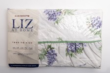 Vintage Liz Claiborne At Home 100% Cotton Full Flat Sheet Purple Floral Sealed picture