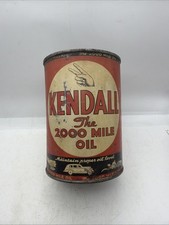 Antique 1940’s Kendall The 2000 Mile Oil 1 Quart Motor Oil Can Gas & Oil picture