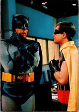 Vintage 1966 Batman & Robin Adam West Burt Ward DC Comics Postcard picture