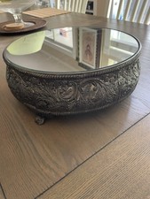 International Silver Co Studio Silversmiths Ornate Round Mirrored Vanity Tray picture