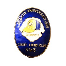 Vintage 1976-86 Lions Club Hat Lapel Pin Darby MN 10th Anniversary 5M3 Baseball picture