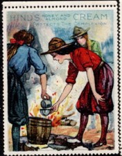 1915 Hinds Honey and Almond Cream Stamp # 22 Women Around Campfire, Girl Scouts  picture