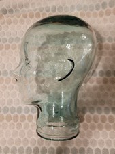 Vintage Clear Glass Mannequin Head Blue Green. Life Size Head #2 picture