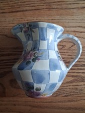 Vtg Mackenzie Childs Blue Morning Glory Honeymoon Ceramic Creamer Pitcher 1996 picture