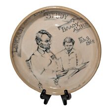 ✨ Rare MARY LOU HIGGINS Studio Art Pottery 1976 Abraham Lincoln Plate Dish picture