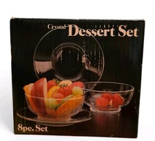 Vtg 80s Leonard Mfg Towle 8 Piece Crystal Dessert Set NIB Contemporary 1981 picture
