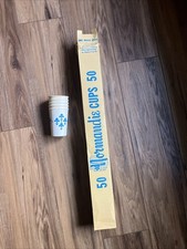 NEW NOS 50 Vintage Normandie 1960 70s 80s Paper Cups 8 Oz Blue Fluer de Lis Prop picture