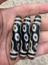 3 Pcs Rare Wonderful Tibetan Natural Old Agate Dzi *9Eyed* Beads picture