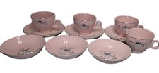 Taylor Smith Taylor Pink Dwarf Pine MCM Atomic Coffee Tea Cup Saucer Bowl 10 Pc picture