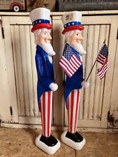 Vintage Blow Mold Uncle Sam’s Patriotic Flag’s Union New Old Stock PAIR picture