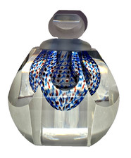 Vtg Kit Karbler Michael David Studio Blown Cut Frosted Art Glass Perfume Bottle picture