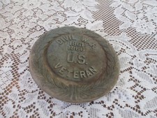 Antique 1861 - 1866 Cast Iron Grave Marker Civil War Flag Holder picture