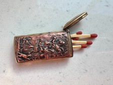 Antique 19th Cent. Pocket Vesta Case Match Safe Brass Copper Hunting Circa 1890s picture