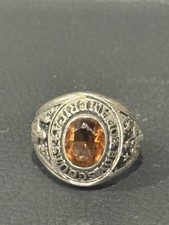 Boy Scouts Of America Sterling Silver Ring 1980's Vintage Used with Garnet Stone picture