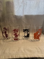 Vintage Walt Disney Productions Pinocchio Character Drinking Glasses Set of 4 picture