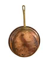 Vintage Copper Pan 6.5 in Long Handle 8.5 in Round Hand Hammered picture