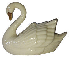 Vtg Lenox Porcelain Swan w/ 24k Gold Beak Place Card Holder Wedding Cake Topper picture