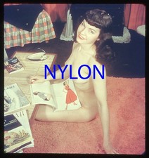 RARE VINTAGE 1950s 3-D STEREO COLOR SLIDE OF A NUDE BETTIE PAGE BY ALLEN COBERT picture