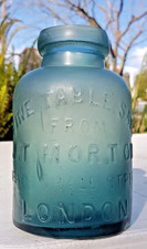 Antique T.MORTON , LONDON , FINE TABLE SALT / PALE BLUE /  OLD BOTTLE JAR 1870's picture
