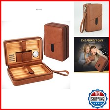 Goshentech Leather Cedar cood,Capacity 6 Pcs,portable Travel case(Brown) picture
