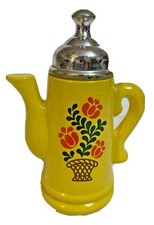 Vintage 1971-74 Avon Yellow Coffee Pot Empty Cologne Bottle Yellow 5.5 Inches picture
