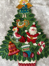 Vintage Bucilla Felt&Sequin Decorated Christmas Tree Wall Hanging from Kit#2120 picture