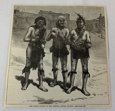 1883 magazine engraving~ PUEBLO INDIAN CLOWNS picture