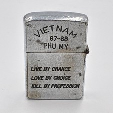 Vintage 1967 Vietnam Zippo Lighter Peace Love Engraved Authentic Early War Era picture