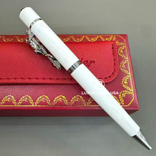CARTIER Panthère Large White Silver Tone Ballpoint Pen Luxury Rare VIP picture
