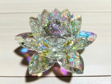 Glass Lotus Flower Glass Ornament Interior Decor Multi-cut Rainbow Gloss used picture