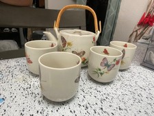 Vtg Takahashi San Francisco Butterfly Tea Set 5pc Porcelain DEW Pattern Japan picture