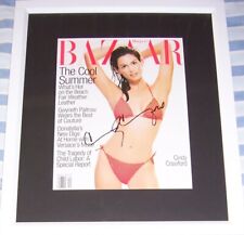 Cindy Crawford autographed signed bikini 1996 Bazaar magazine cover framed JSA picture