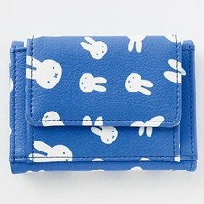 Miffy Tri-Fold Wallet Pass Case Face Pattern Blue Zowie Official 8231 New picture