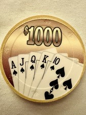 VINTAGE BCC Royal Flush $1000 Poker Chips - 100% Real Compression Clay 10g picture
