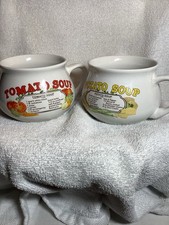 Vintage Dat’l Do-it Tomato & Patato Soup Recipe Mugs 2 Each Porcelain picture