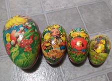 Vintage West Germany Paper Mache Easter Egg Ducks Chicks Nesting Set 4 Container picture