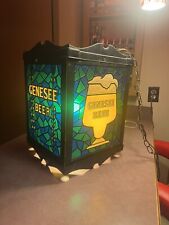 Rare Vintage 4 Panel Genesee Beer Faux Stained Glass Hanging Beer Sign Light picture