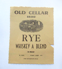 Vintage 1930s Old Cellar Rye Whiskey Label CT Connecticut Watermarked Paper R505 picture